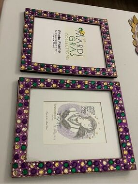 Purple & Green Jeweled Photo Frame - Set of 2